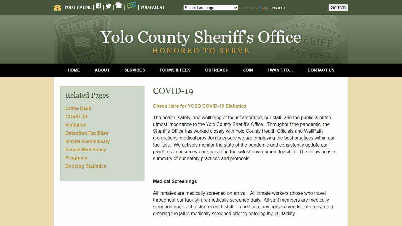 COVID-19 - Yolo County Sheriff's Office | Woodland, CA